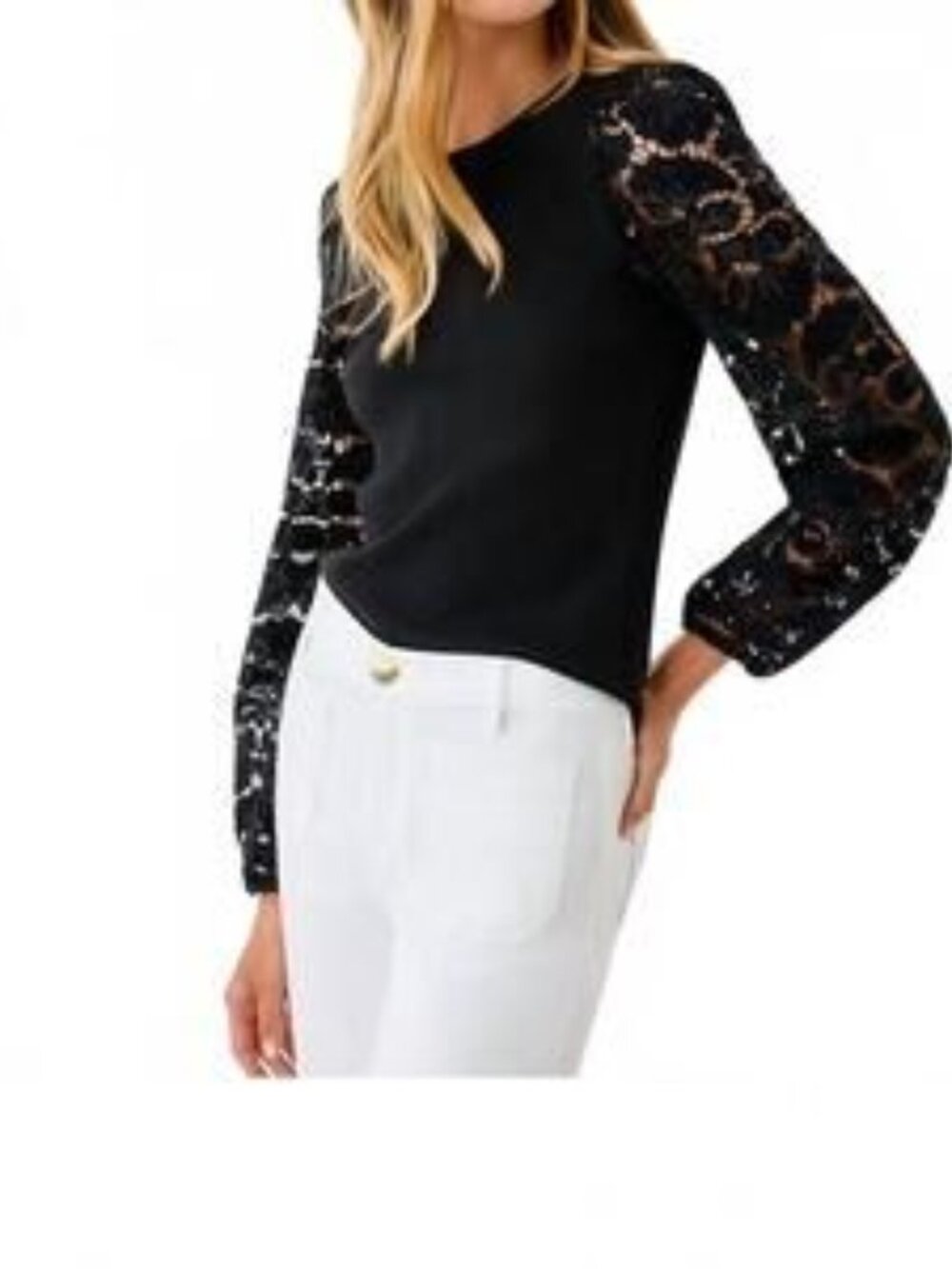 NWT LILLY PULITZER bryant lace knit top in noir